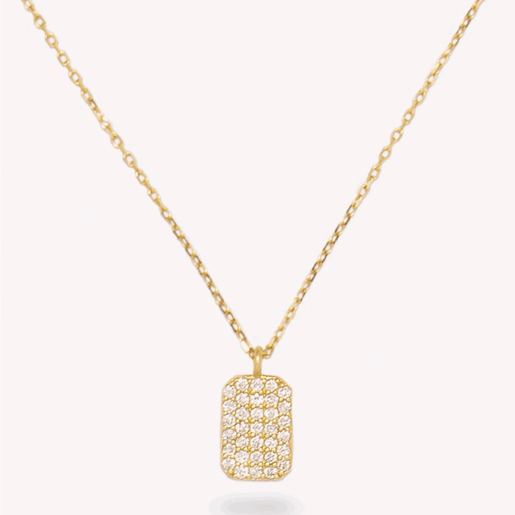 New Stone And Strand Tagged Diamond Pendant Necklace Gold